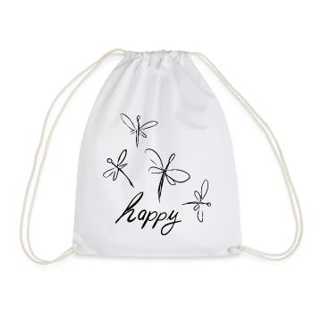 Dessin de libellule avec - lettrage heureux - - Sac de sport léger - blanc - Devant