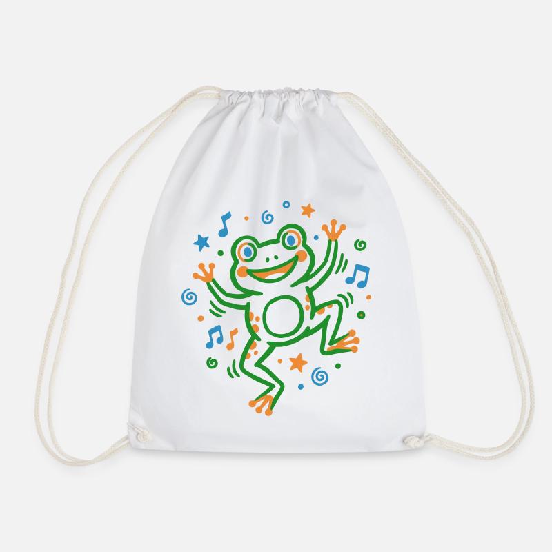 Dancing frog with music - Drawstring Bag - white