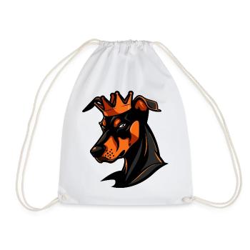 Doberman Dog Crown - Drawstring Bag - white - Front