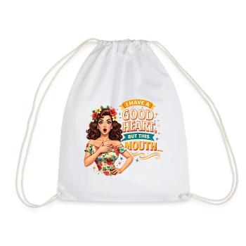 Bon cœur mais bouche espiègle, sarcasme rétro - Sac de sport léger - blanc - Devant