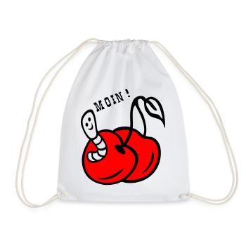 Cherries with worm - Drawstring Bag - white - Front