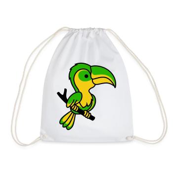 Neon Toucan in Green and Yellow - Drawstring Bag - white - Front