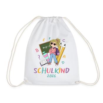 Schulkind 2026: Farbenfroh - Turnbeutel - Weiß - Vorne