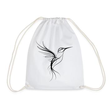 Spiritual Hummingbird Line Art - Drawstring Bag - white - Front