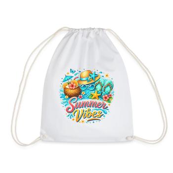 Summer Vibes: Beach Happiness & Tropical Colors - Drawstring Bag - white - Front