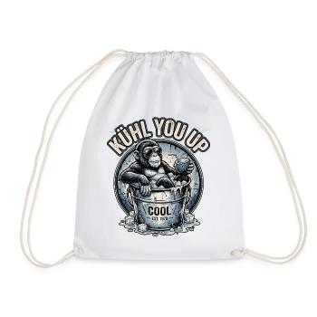 Cooler Affe Auf Eis - Drawstring Bag - white - Front