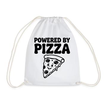 Powered by Pizza Lustiger Pizza Spruch - Turnbeutel - Weiß - Vorne