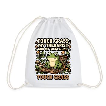 Touch Grass Frosch Computer Humor - Turnbeutel - Weiß - Vorne