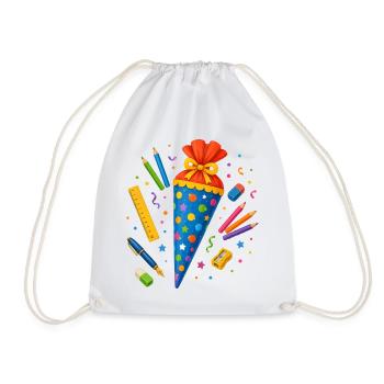 Cône d’école coloré avec les fournitures scolaires - Sac de sport léger - blanc - Devant