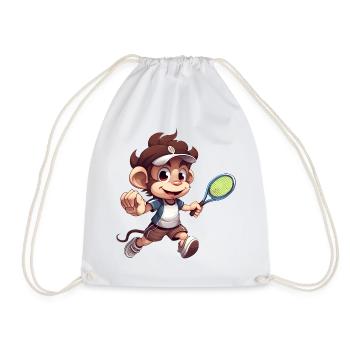 Tennis spielender Affe Schimpanse Cartoon - Turnbeutel - Weiß - Vorne