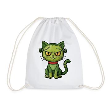 Grüne Zombie-Katze - Turnbeutel - Weiß - Vorne
