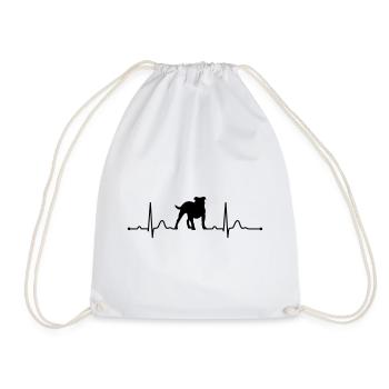OLD ENGLISH BULLDOG heartbeat Herzschlag Wilsigns - Drawstring Bag - white - Front