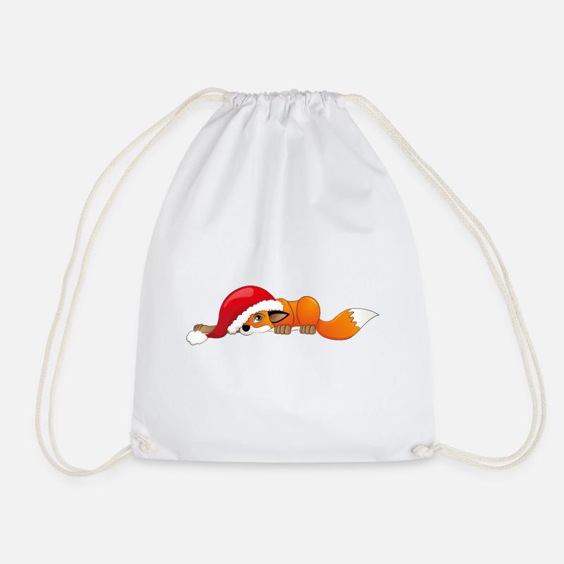 Fuchs mit Weihnachtsmütze - Turnbeutel - Weiß