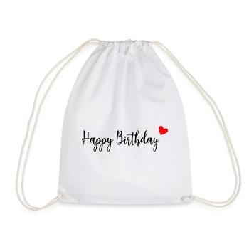 anniversary. HAPPY BIRTHDAY. Happy birthday. - Drawstring Bag - white - Front