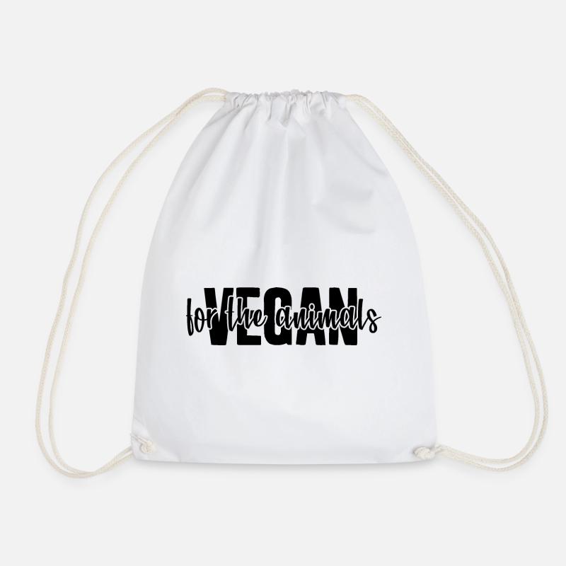 VEGAN FOR THE ANIMALS - Drawstring Bag - white