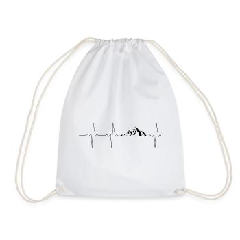 Heartbeat Mountains mountains black frequency - Drawstring Bag - white - Front