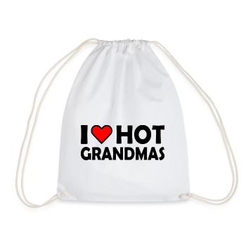 I love hot grannies - Drawstring Bag - white - Front