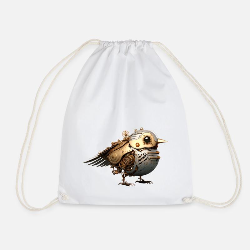 Steampunk Vogel - Turnbeutel - Weiß