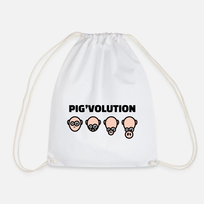 Schweinevolution - Evolution des Menschen - Turnbeutel - Weiß
