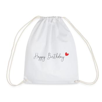 HAPPY BIRTHDAY. HAPPY BIRTHDAY. ANNIVERSARY. - Drawstring Bag - white - Front