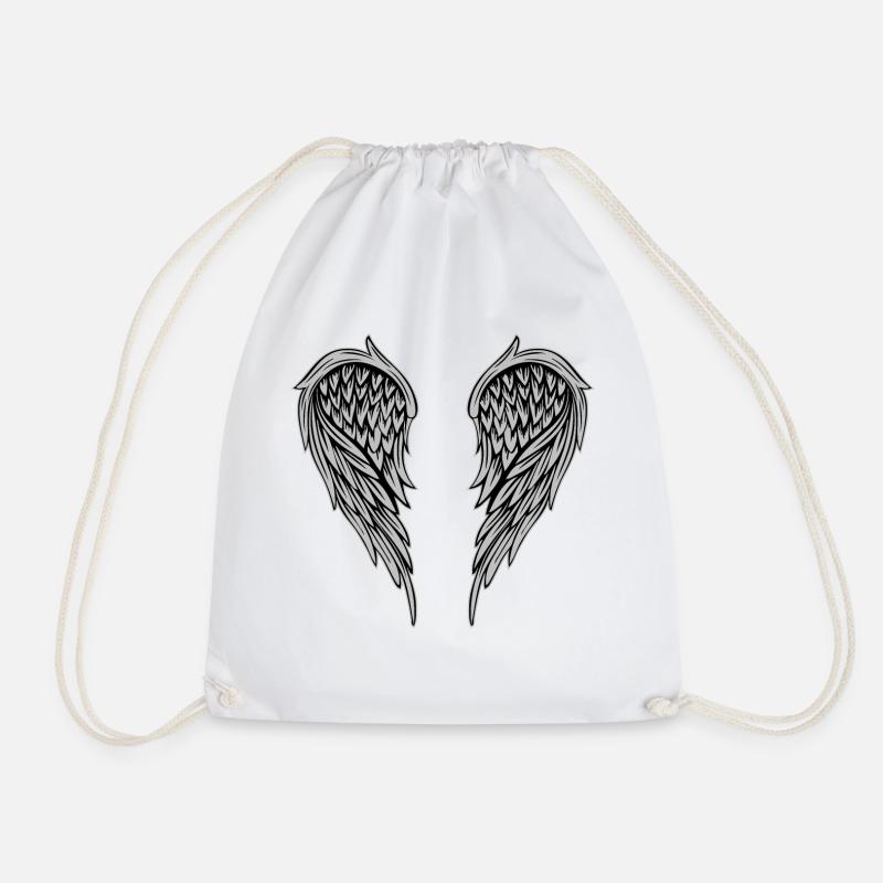Wings Silver - Drawstring Bag - white