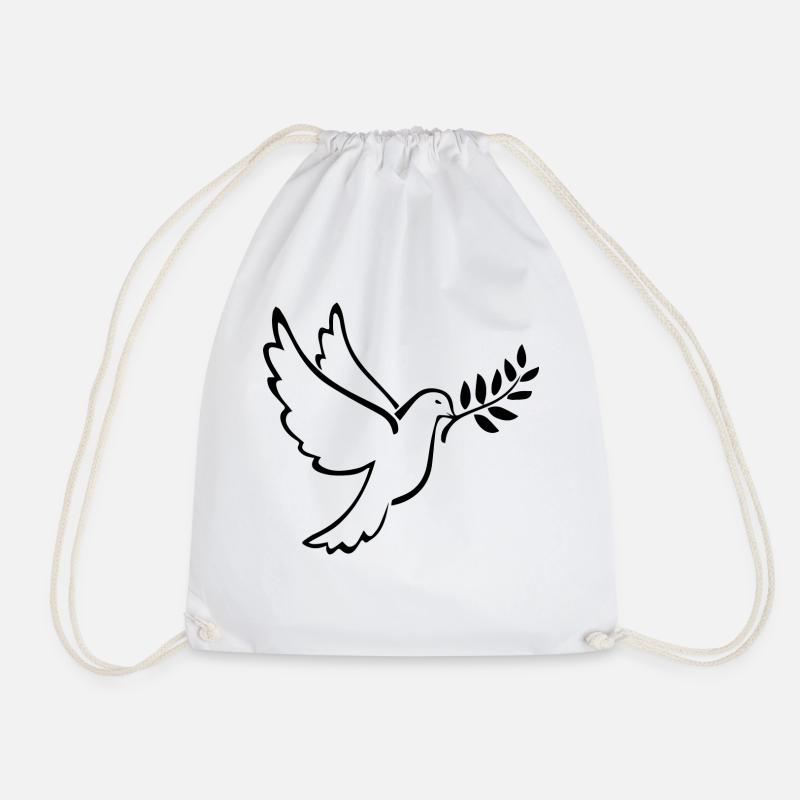 Peace Weltfrieden Flower Power Geschenk taube Idee - Turnbeutel - Weiß