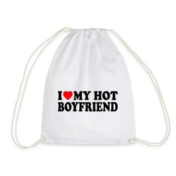 i love my hot boyfriend - Drawstring Bag - white - Front