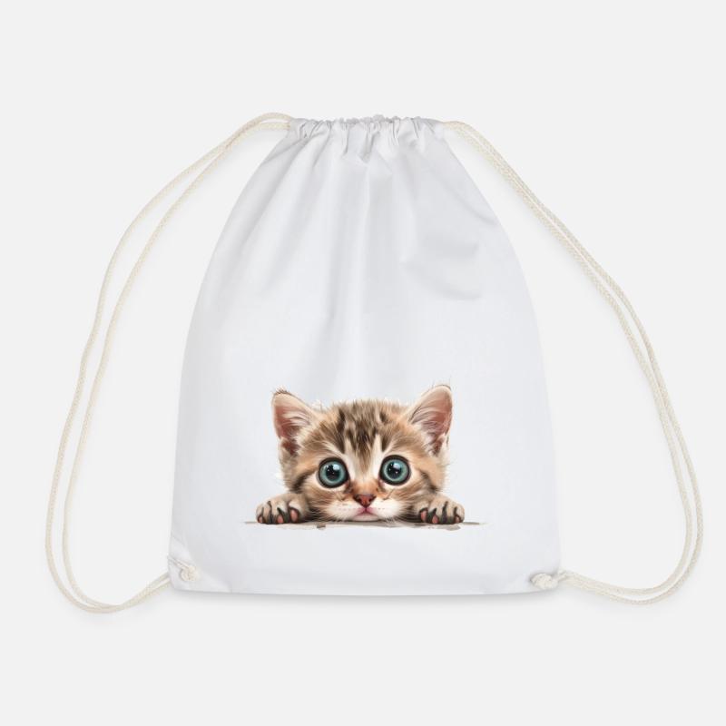 Peekaboo Kätzchen süßes Kätzchen große Augen - Turnbeutel - Weiß