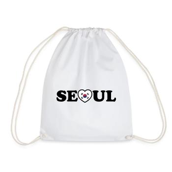 Seoul Love Heart Taegeukgi Flag - Drawstring Bag - white - Front