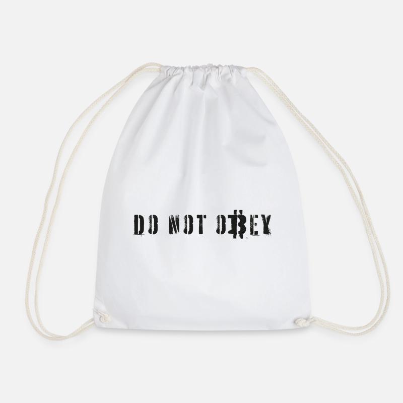 Bitcoiners Do Not Obey (Black) - Drawstring Bag - white