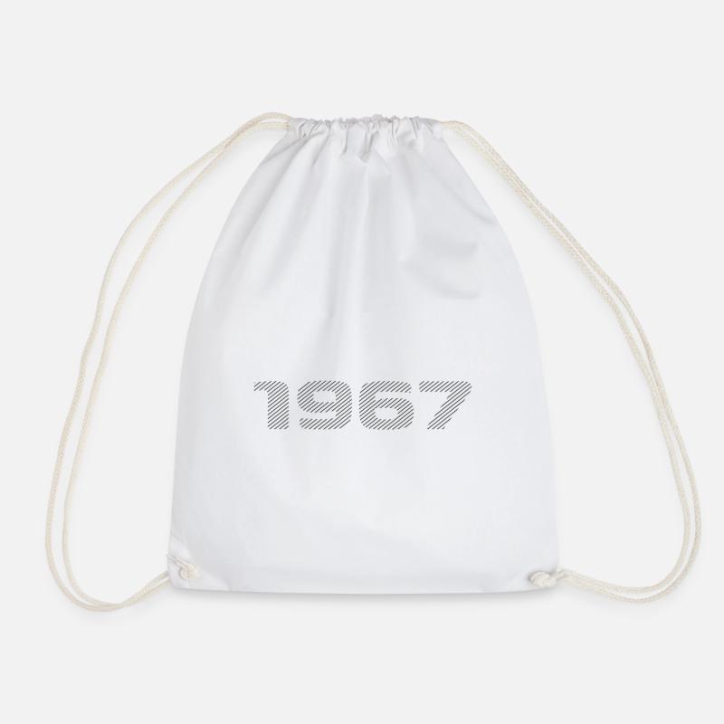 Born 1967 Retro Stripe Modern Birthday Design - Drawstring Bag - white