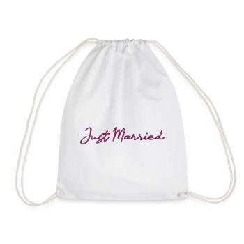 JUST MARRIED. bachelorette party. SAINT VALENTINE. COUPLE - Drawstring Bag - white - Front