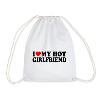 i love my hot girlfriend - Drawstring Bag - white - Front