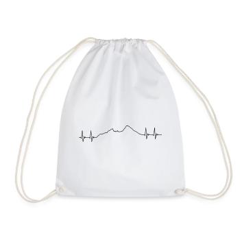 ekg watzmann, mountain, profile, alpine mountaineering pulse - Drawstring Bag - white - Front