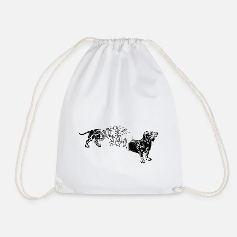 Tele Dachshund - Drawstring Bag - white