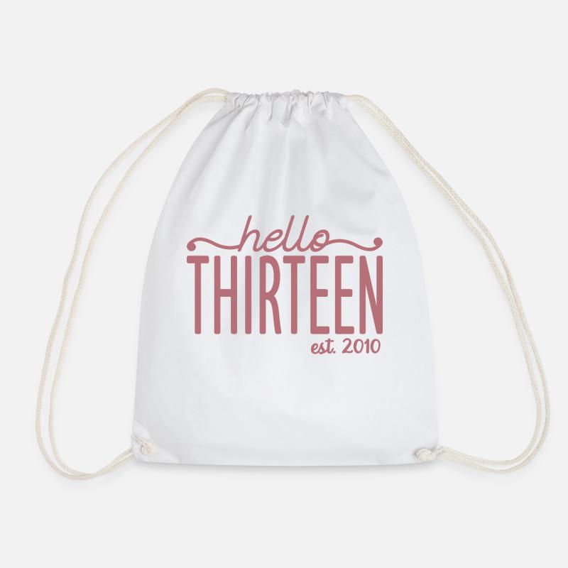 Hallo Dreizehn Est. 2010 Süßes Geschenk zum 13. Geburtstag - Turnbeutel - Weiß