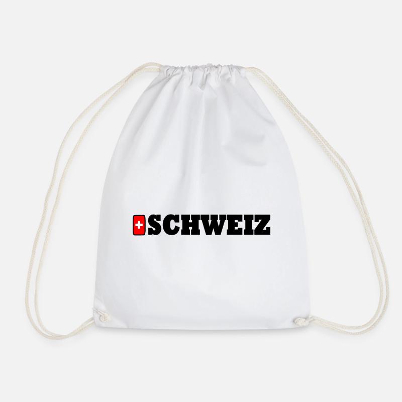 Switzerland - Drawstring Bag - white