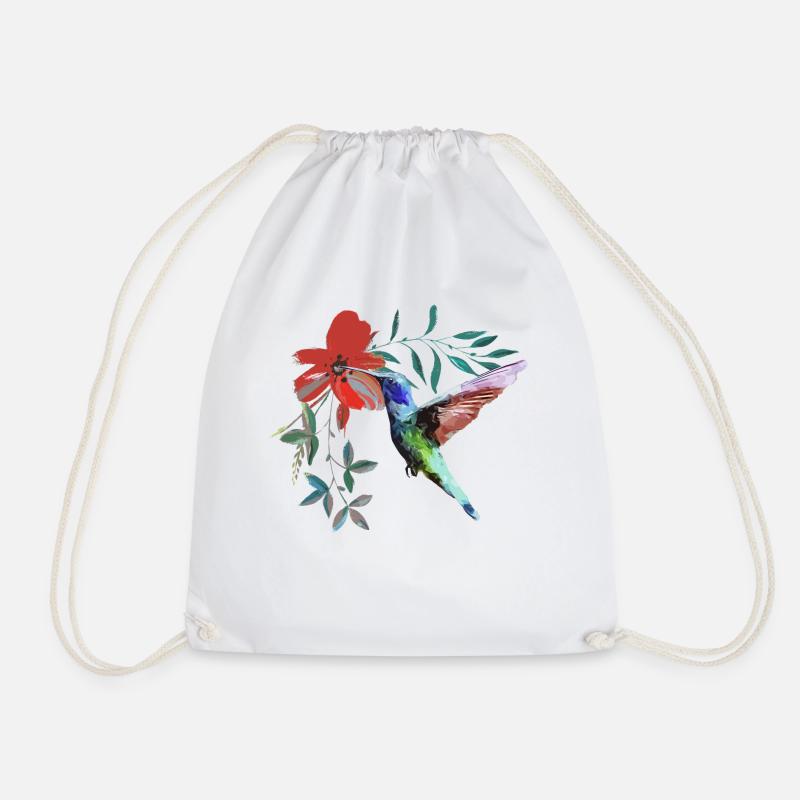 Vogel mit Blume - Turnbeutel - Weiß