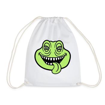 face head monster boese snake dangerous la - Drawstring Bag - white - Front