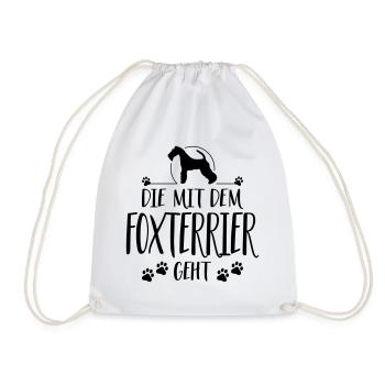DIE MIT FOXTERRIER Hundespruch Hund Hunde - Turnbeutel - Weiß - Vorne