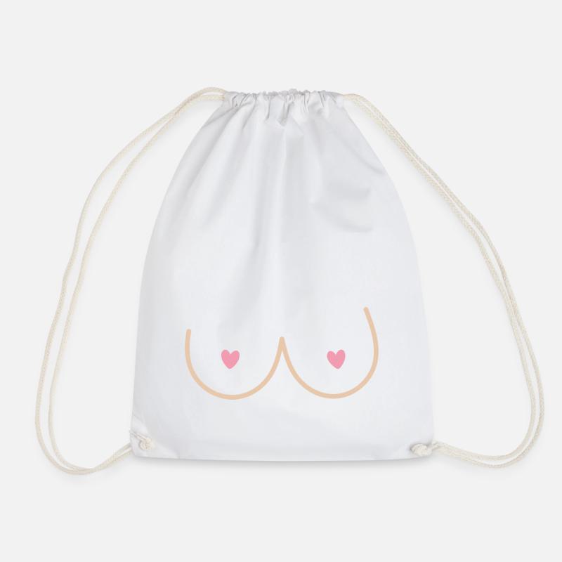boobs nude - Drawstring Bag - white