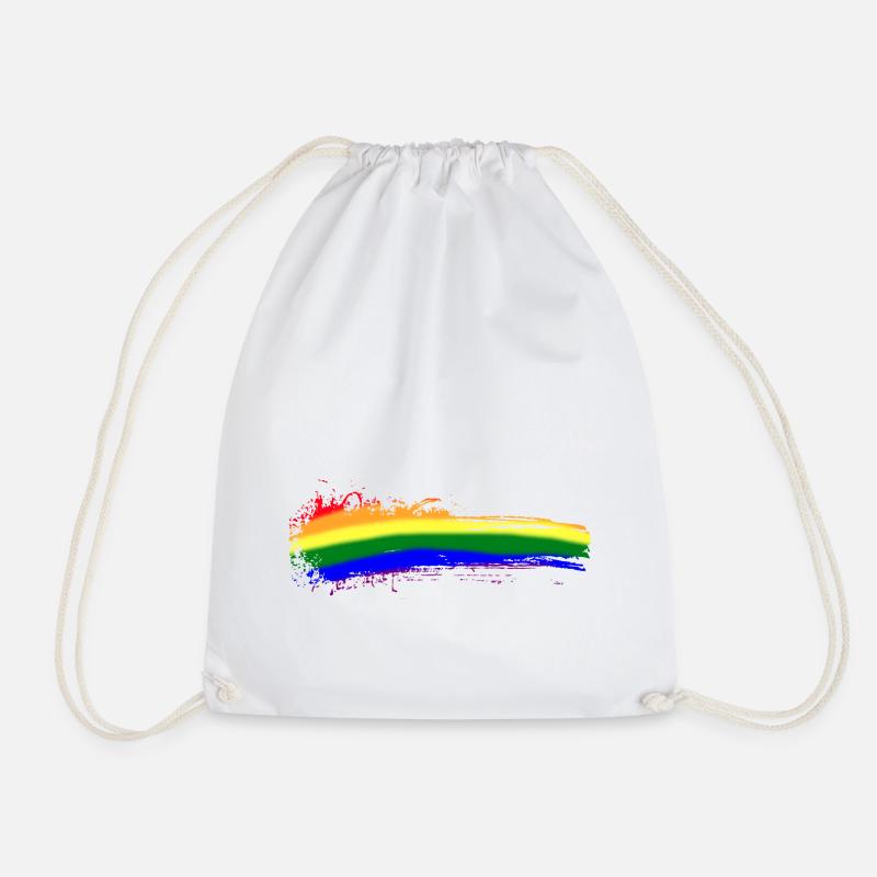 Farbstrich Bunt Regenbogen LGBTQ Zensur Symbol - Turnbeutel - Weiß