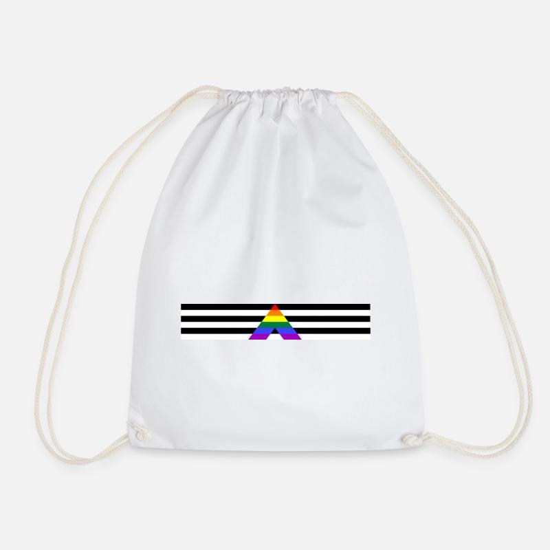 Straight Ally Flag - Drawstring Bag - white