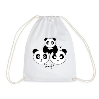 Family love panda bear panda family - Drawstring Bag - white - Front