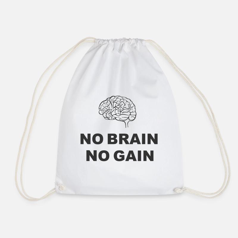 No Brain No Gain - Turnbeutel - Weiß
