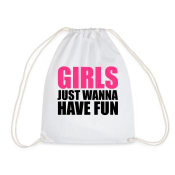 schrift cool design logo girls just wanna have fun - Turnbeutel - Weiß - Vorne