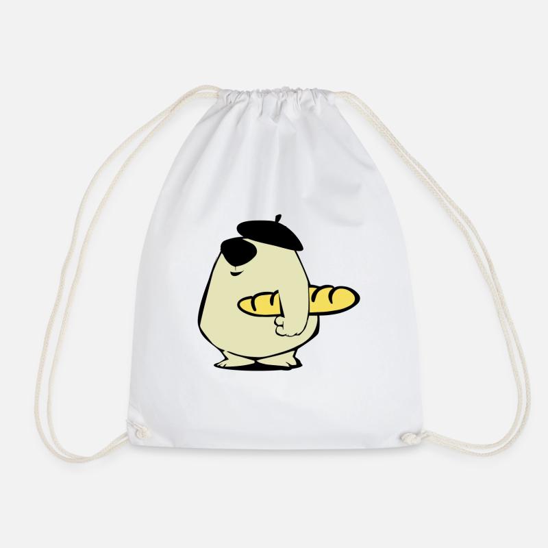 Baguette bear cartoon gift - Drawstring Bag - white