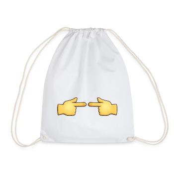 Shy Fingers Emoji / TikTok - Drawstring Bag - white - Front