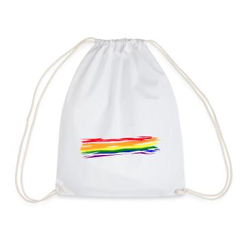 Rainbow Freedom Color Stroke LGBTQ Six Colors - Drawstring Bag - white - Front