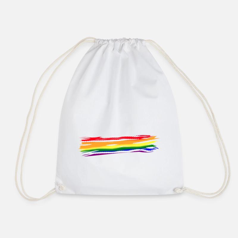 Regenbogen Freiheit Farbstrich LGBTQ Sechs Farben - Turnbeutel - Weiß
